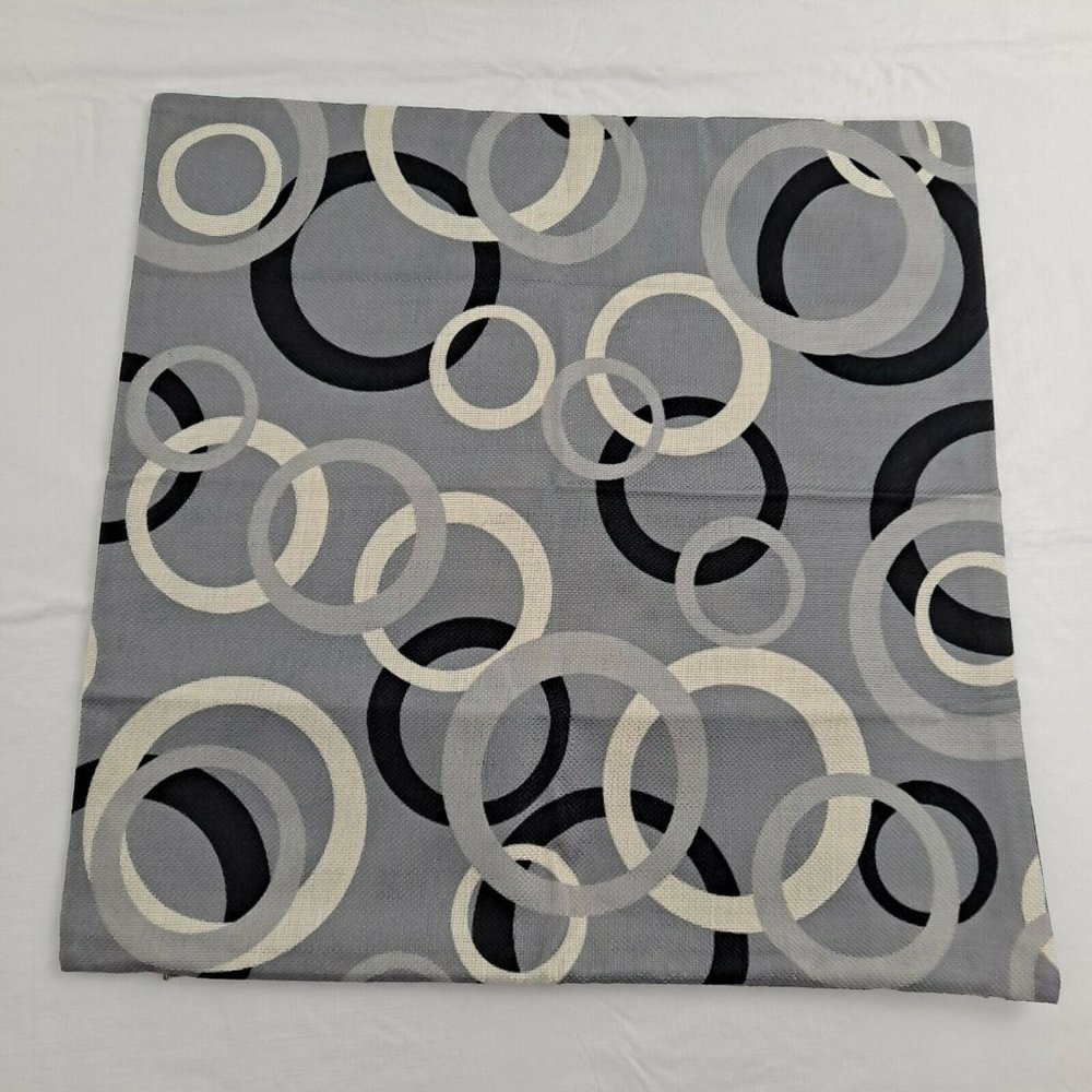 Pillow Cover Circles Rings Gray Black White Decorative Square